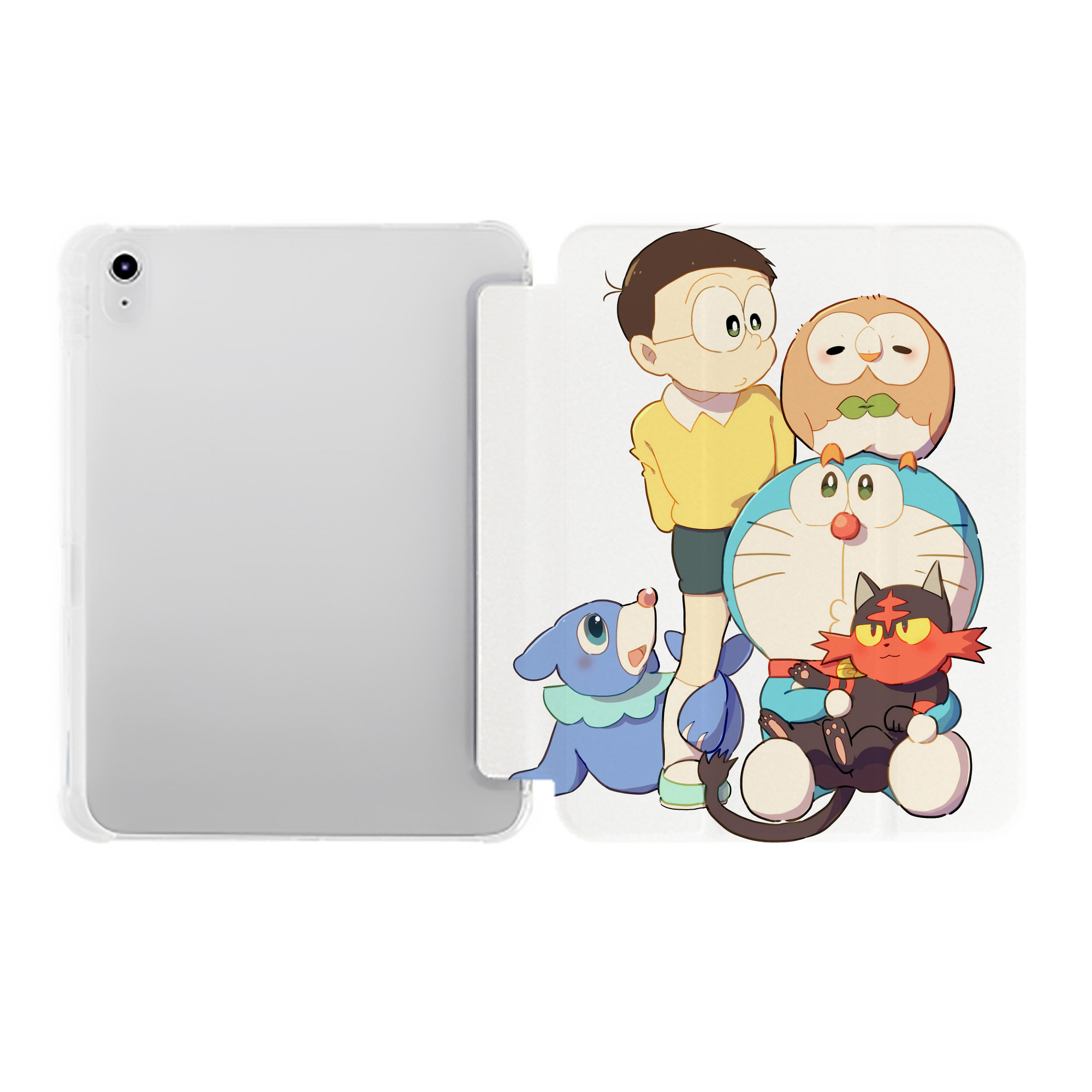 （画像用） ドラえもん Doraemon IPad ケース ペン収納付き 三つ折りスタンド PUレザー×シリコン 対応機種9.5/10.5/10.9インチ